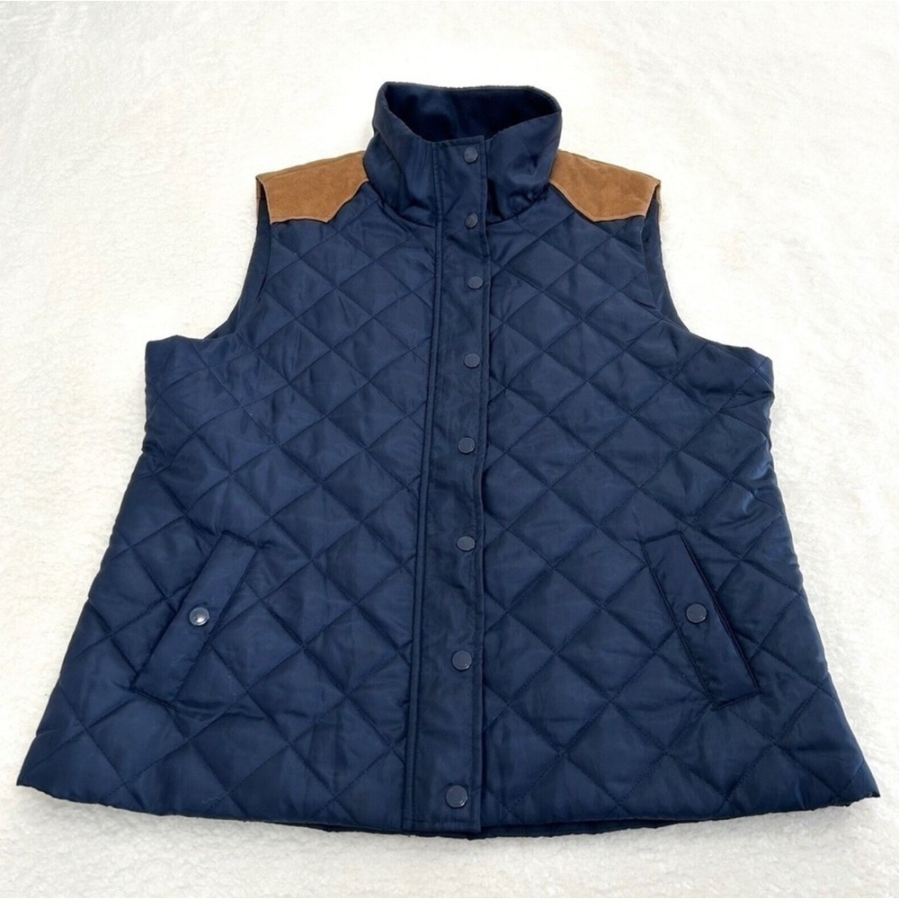 Women's Natural Reflections Blue with Faux Suede Puffer Vest Thermolite